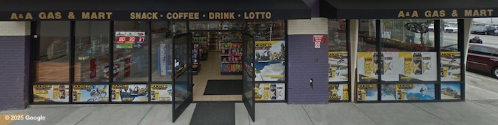 A & A Gas convenience store, 1100 Broadway, Burlingame CA